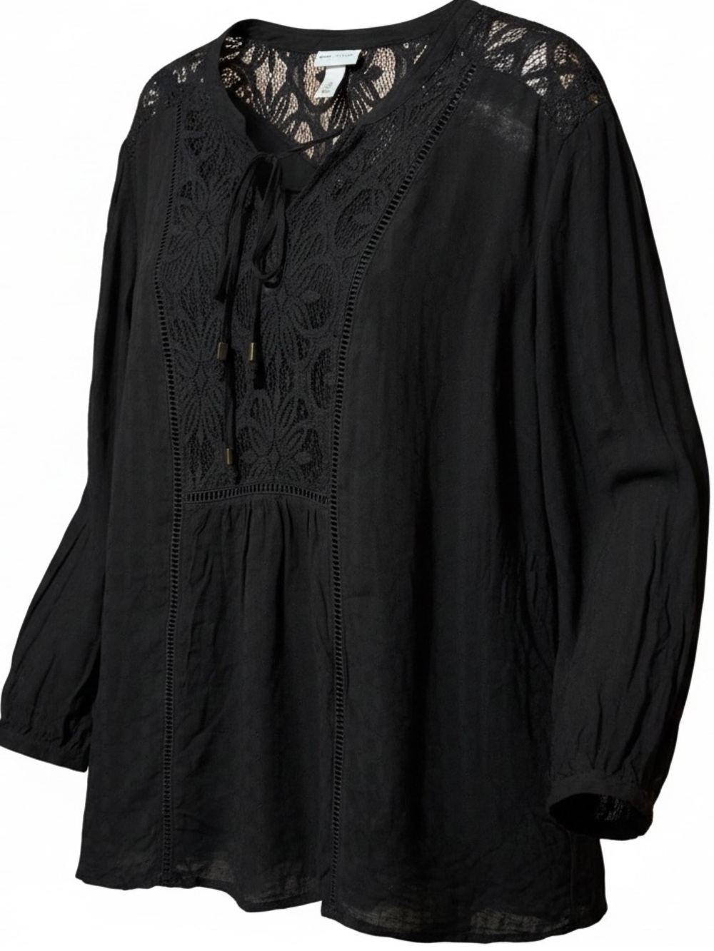 Ava Viv Women’s Black Pullover Blouse 2X Semi Sheer